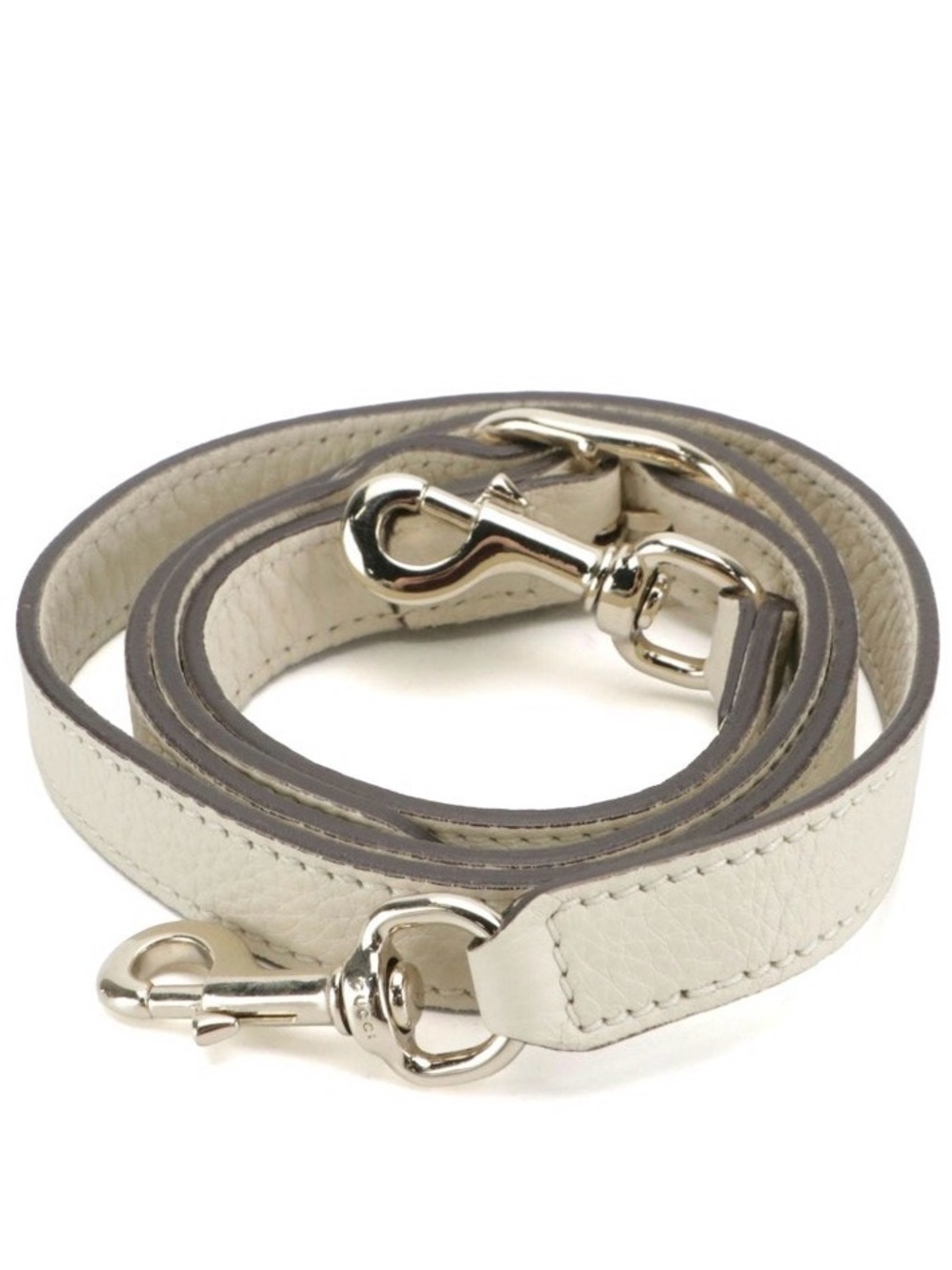 Gucci Ivory Grained Leather Adjustable Crossbody Strap with Silver Hardware